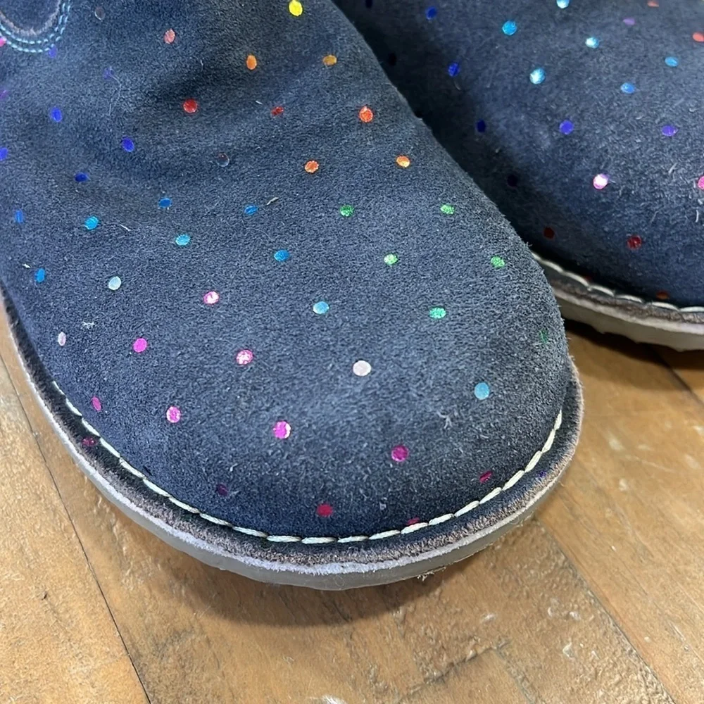 Mini Boden blue suede metallic dot Chelsea boots